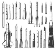 ruimte raketten, shuttle vervoerder en raketten vector