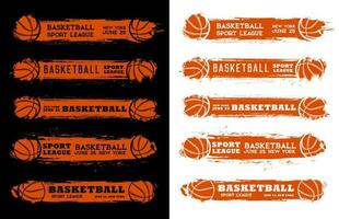 basketbal sport liga grunge flyers met bal vector