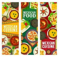 Mexicaans keuken voedsel, menu maaltijden borden, banners vector