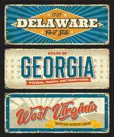Delaware, Georgië en west Virginia staten borden vector