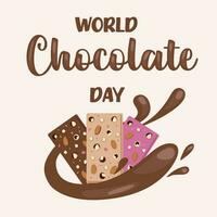 belettering wereld chocola dag. idee voor poster, ansichtkaart. vector. vector