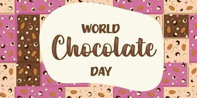 belettering wereld chocola dag. idee voor poster, ansichtkaart. vector. vector