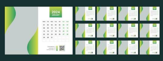 kalender, 2024, bureau, sjabloon, ontwerp vector