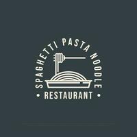 spaghetti pasta noodle winkel logo ontwerp inspiratie, Italiaans pasta vector illustratie met schets beroerte