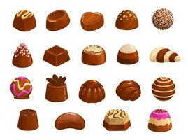 chocola snoepjes vector pictogrammen. zoet desserts reeks