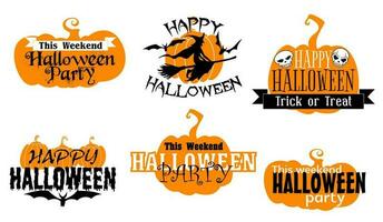 gelukkig halloween geïsoleerd pictogrammen met typografie reeks vector