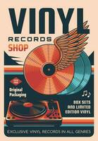 vinyl records winkel of op te slaan vector retro poster