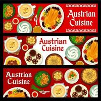 oostenrijks voedsel, Oostenrijk keuken tekenfilm banners reeks vector