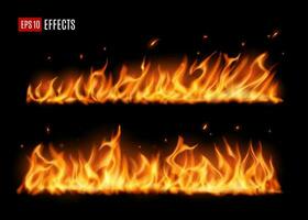 lang brandend brand tongen, realistisch vector vlam
