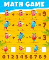 tekenfilm vitamine tekens Aan zomer strand wiskunde vector