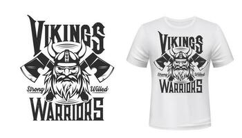 viking krijger t-shirt afdrukken, Scandinavisch ridder vector