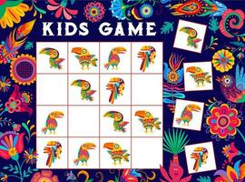 kinderen sudoku spel werkblad, Mexicaans toekan vogelstand vector