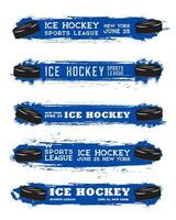 ijs hockey sport grunge banier met pucks vector
