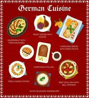 Duitse keuken voedsel menu bladzijde vector sjabloon