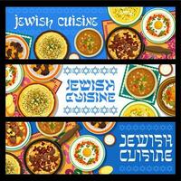 Joods maaltijden vector israeliet voedsel banners reeks