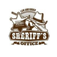 wild west sheriff kantoor, Verenigde Staten van Amerika wetshandhaver retro icoon vector