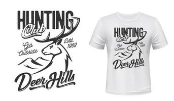 t-shirt afdrukken met hert, mascotte voor jacht- club vector