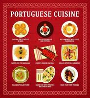 Portugees keuken menu kaart van restaurant gerechten vector