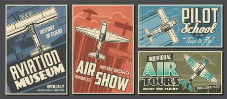 luchtvaart museum, vlucht school- en lucht tour banier vector