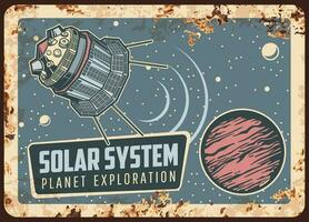 satelliet zonne- systeem planeet exploratie bord vector