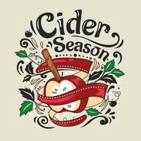 Doodle illustratie met warme drank Apple Cider vector