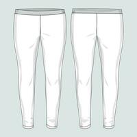 leggings broek mode vlak schetsen vector illustratie sjabloon voorkant en terug visie geïsoleerd Aan grijs achtergrond. meisjes lang legging bespotten omhoog voor vrouwen unisex