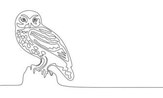 een doorlopend lijn illustratie van uil. doorlopend lijn tekening van nacht vogel uil. vector illustratie.