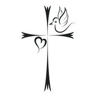 christen kruis met bloemen ontwerp. mooi bloemen tatoeëren ontwerp voor afdrukken of gebruik net zo kaart, folder of t overhemd vector