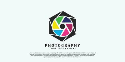 fotografie logo ontwerp met modern concept vector