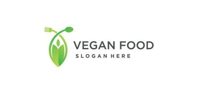 veganistisch voedsel logo vector ontwerp met modern stijl