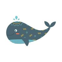 walvis, zee dier. een inwoner van de zee wereld, een schattig onderwater- schepsel. vector