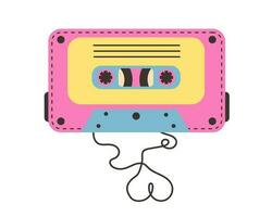 retro audio cassette plakband met lint gevormd hart gevormd. analoog media voor opname en luisteren naar stereo muziek. nostalgie voor jaren 80, 90s vector