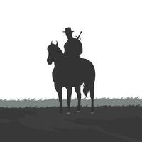 cowboy zittend Aan zijn paard met een zwaard vector