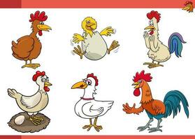 tekenfilm kippen boerderij dieren grappig tekens reeks vector