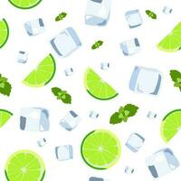 mojito cocktail naadloos patroon. top visie limonade behang. illustratie met munt, ijs kubus en limoen. vers zomer tijd afdrukken of t-shirt, afdrukken, banier, partij uitnodiging of verpakking ontwerp. vector