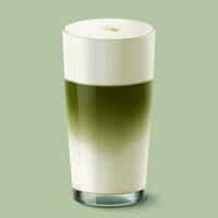 Japans matcha latte glas kop mockup in 3d illustratie, geïsoleerd Aan groen achtergrond vector
