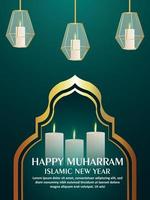 gelukkige muharram-feestvlieger met Arabische lantaarn vector
