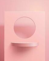 Product Scherm stadium in roze kleur. 3d illustratie voor minimalistisch Product vitrine ontwerp sjabloon. vector