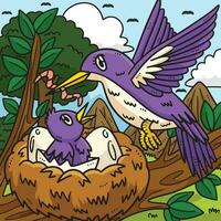 moeder vogel en jong gekleurde tekenfilm vector