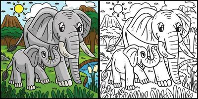 moeder olifant en baby olifant illustratie vector