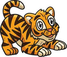 baby tijger tekenfilm gekleurde clip art illustratie vector