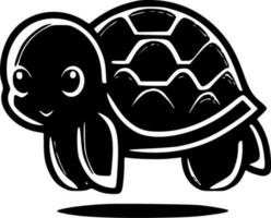 schildpad - zwart en wit geïsoleerd icoon - vector illustratie