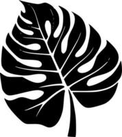monstera - zwart en wit geïsoleerd icoon - vector illustratie