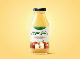 vers appel sap advertentie mockup in 3d illustratie, realistisch fles geel achtergrond vector