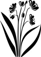 geboorte bloem - zwart en wit geïsoleerd icoon - vector illustratie