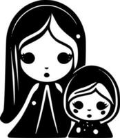 moeder - zwart en wit geïsoleerd icoon - vector illustratie