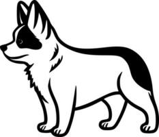 corgi - zwart en wit geïsoleerd icoon - vector illustratie