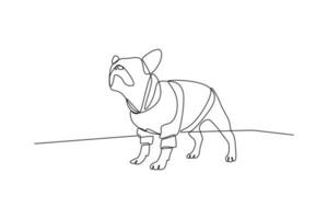 single een lijn tekening pitbull spelen buitenshuis. stedelijk huisdier concept. doorlopend lijn trek ontwerp grafisch vector illustratie.