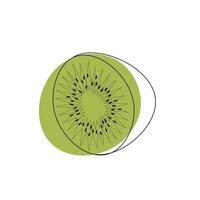 een single vector illustratie van een kiwi fruit. lijnen kunst tropisch kiwi fruit, tekening