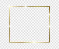 gouden luxe vintage realistische gouden glanzende gloeiende frame met schaduwen geïsoleerd op transparante achtergrond vector